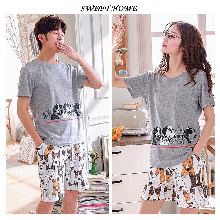 Summer Short Sleeve Couple Sleepwear Korean