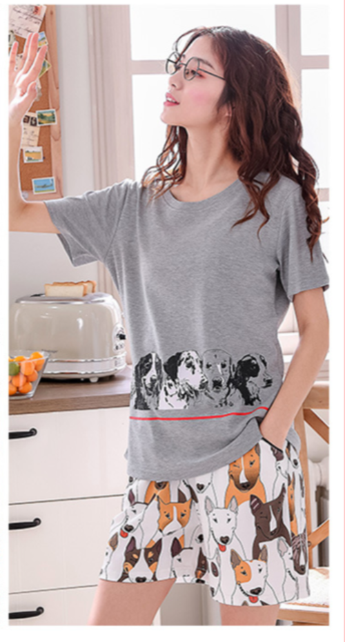 Summer Short Sleeve Couple Sleepwear Korean