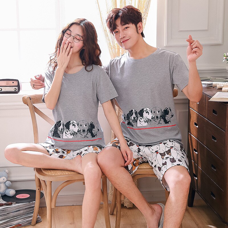 Summer Short Sleeve Couple Sleepwear Korean