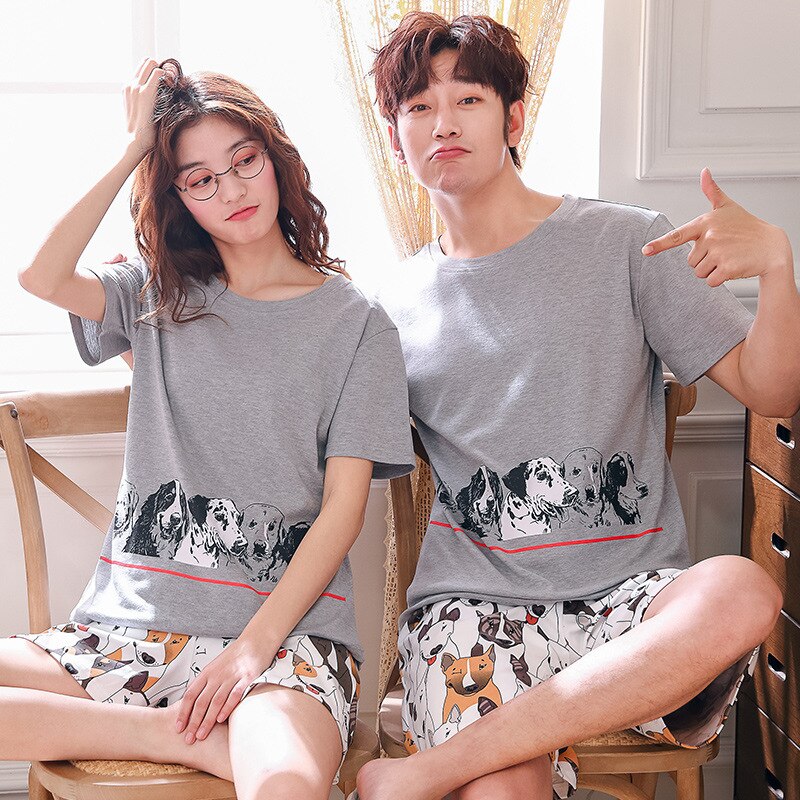 Summer Short Sleeve Couple Sleepwear Korean