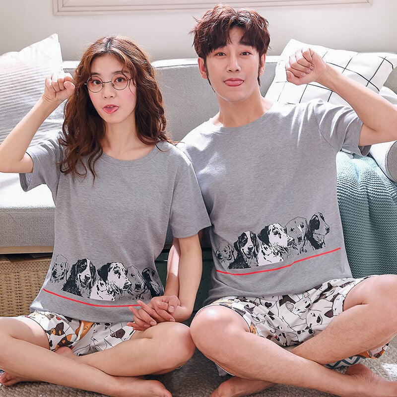 Summer Short Sleeve Couple Sleepwear Korean