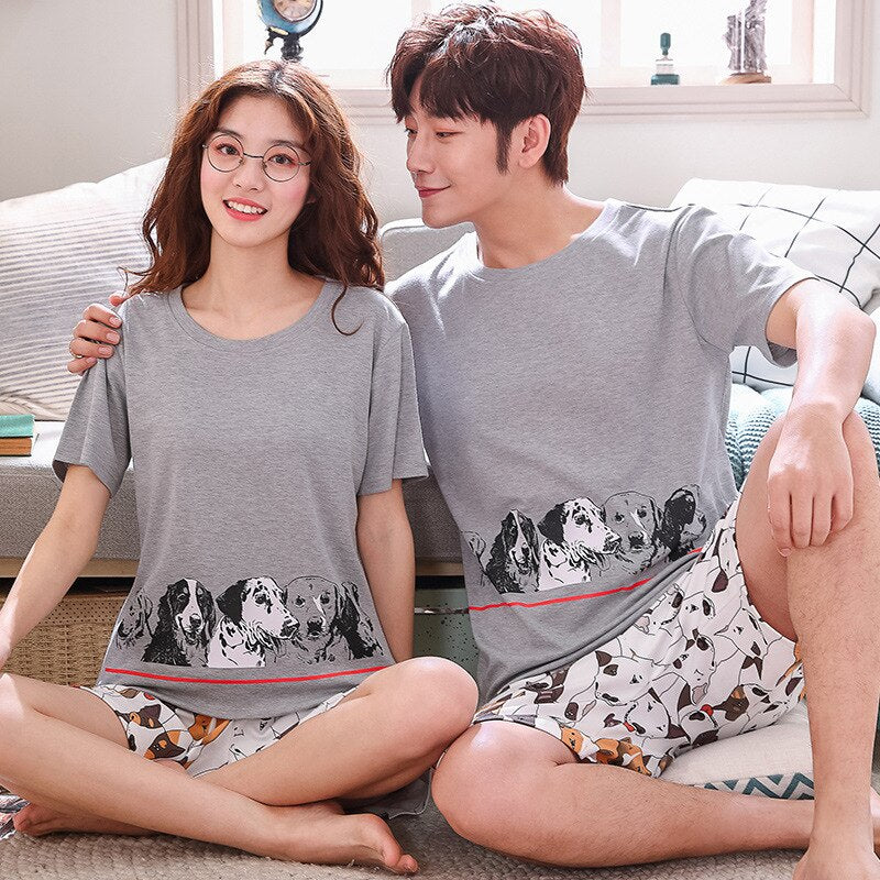 Summer Short Sleeve Couple Sleepwear Korean