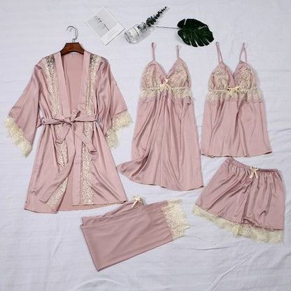 Summer Thin Ice Silk Gown Robe Nightwear