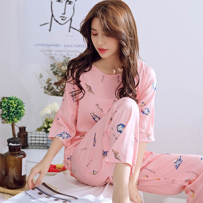 Sweet Style Cartoon Print Cute Pajama Summer