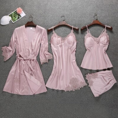 Women Pajamas 4-Pieces Sets Sexy Lace