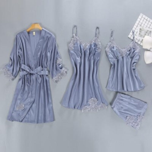 Women Pajamas 4-Pieces Sets Sexy Lace