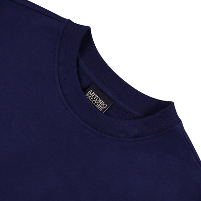 100% COTTON CREW NECK UNBRUSHED STONEWASHED SWEATSHIRT Navy