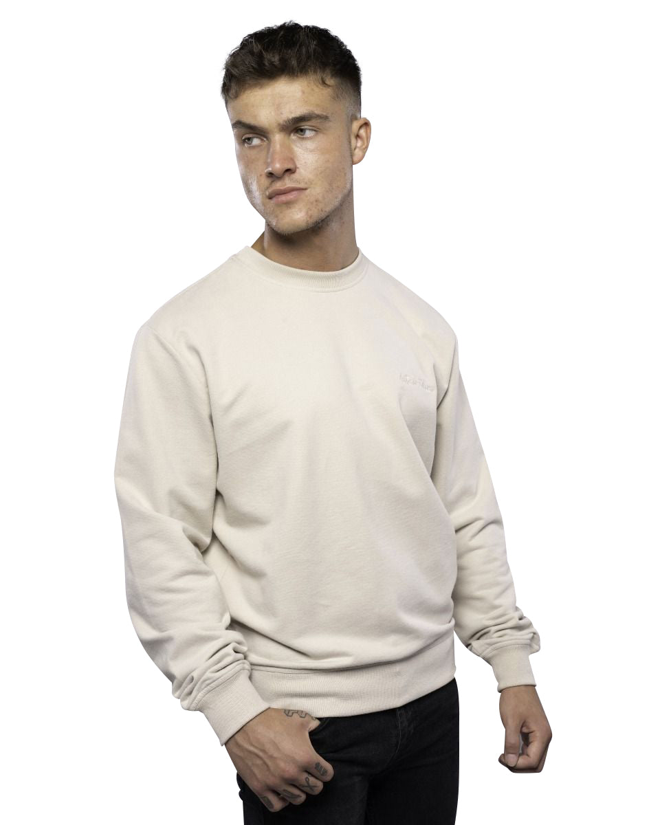 100% COTTON CREW NECK UNBRUSHED STONEWASHED SWEATSHIRT STONE