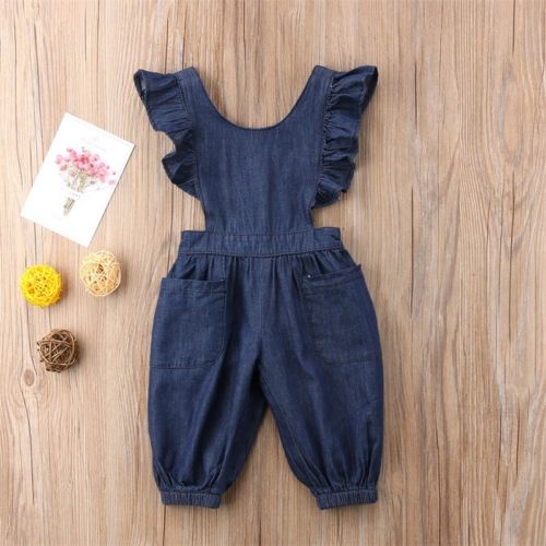 Ruffle Kids Baby Boy Girl Denim Romper Jeans