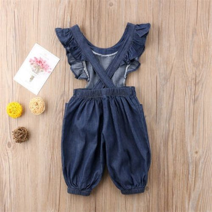 Ruffle Kids Baby Boy Girl Denim Romper Jeans