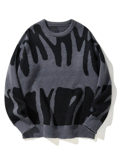 New Popular Autumn Winter Irregular Jacquard Pattern Pullover Sweater