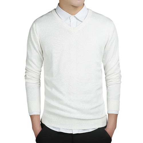 Sweater Men 2024 Autumn Casual Pullovers Men V-Neck Solid Cotton