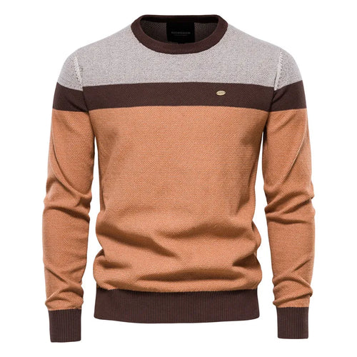 AIOPESON Spliced Cotton Sweater Men Casual O-neck High Quality