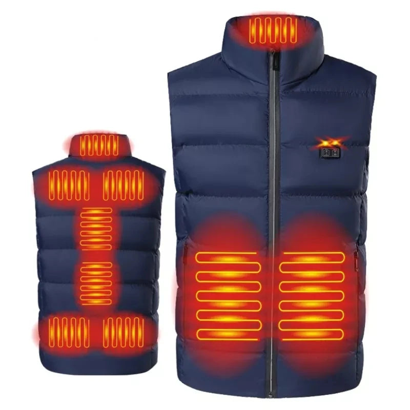 9 Areas Heated Vest Jacket USB Men Winter Electrically Heated Thermal