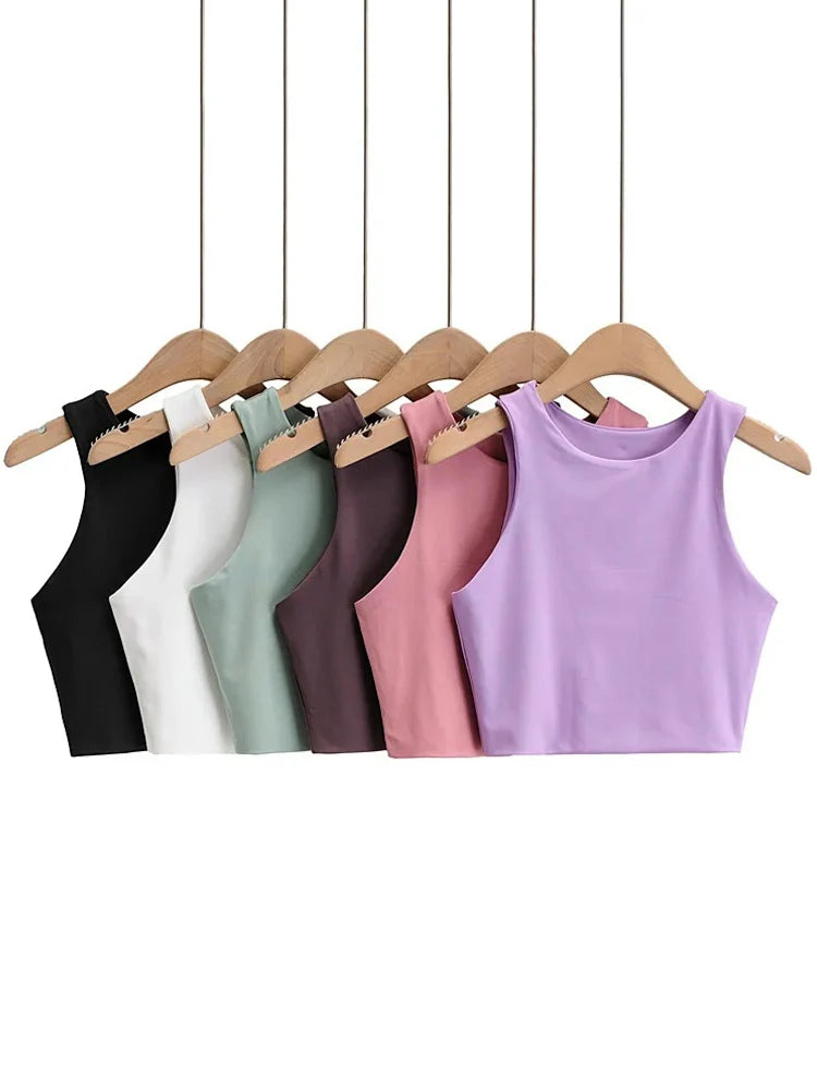 Summer Fashion Women Sexy Slim Tops O-neck Sleeveless Double Nylon