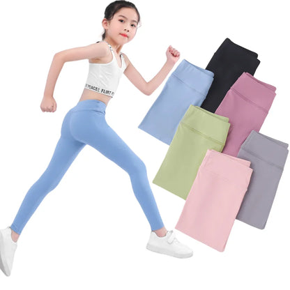 Spring Autumn Girl Pants Black Cotton Spandex Bobbi Running Yoga Pants