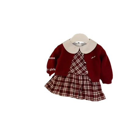 Autumn New Baby Girls Solid Color Knitted Cardigan Sweater Korean