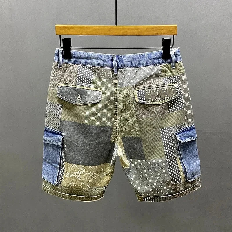 Summer New Cargo Denim Shorts Men&