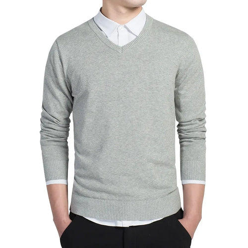 Sweater Men 2024 Autumn Casual Pullovers Men V-Neck Solid Cotton