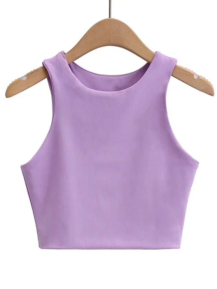 Summer Fashion Women Sexy Slim Tops O-neck Sleeveless Double Nylon