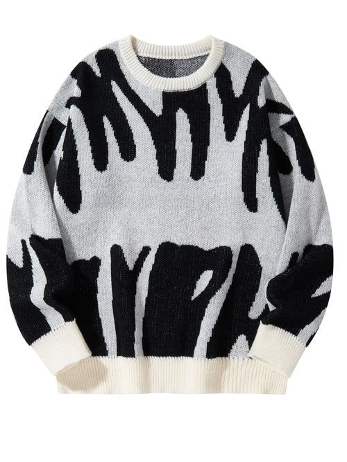 New Popular Autumn Winter Irregular Jacquard Pattern Pullover Sweater