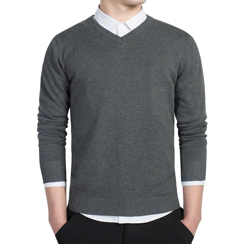 Sweater Men 2024 Autumn Casual Pullovers Men V-Neck Solid Cotton