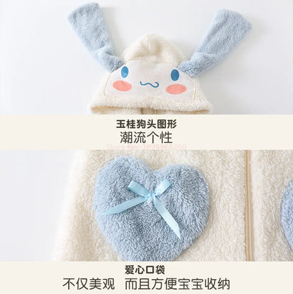 Sanrioed Plush Anime Cinnamoroll Winter Flannel Kids Rompers Girl Boy