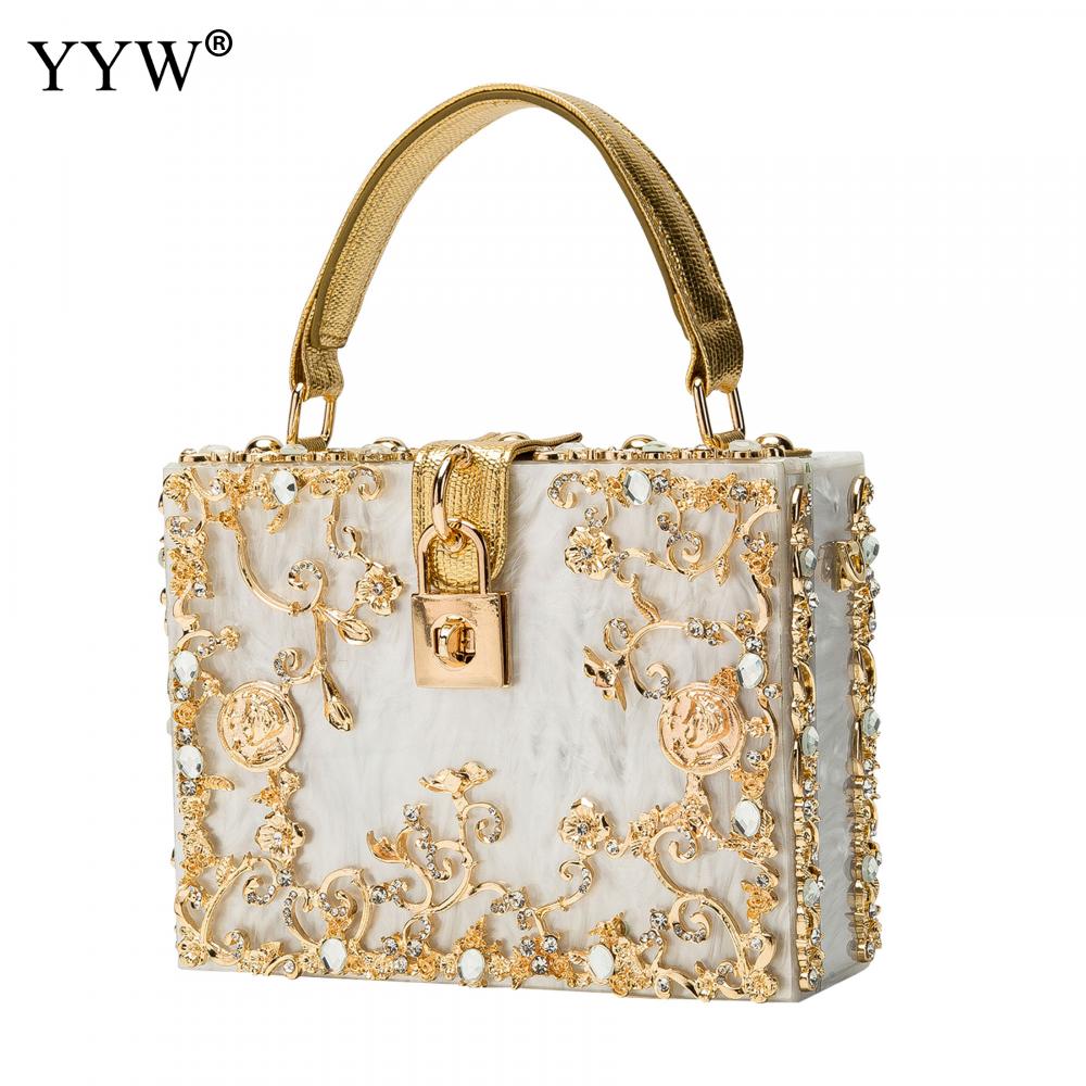 Acrylic Handbags Women 2022 Fashion Flower Shoulder Bags Evening Party