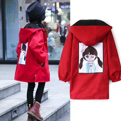 Two Sides Wear Jackets for Girl Hooded Thin Autumn Jacket Children