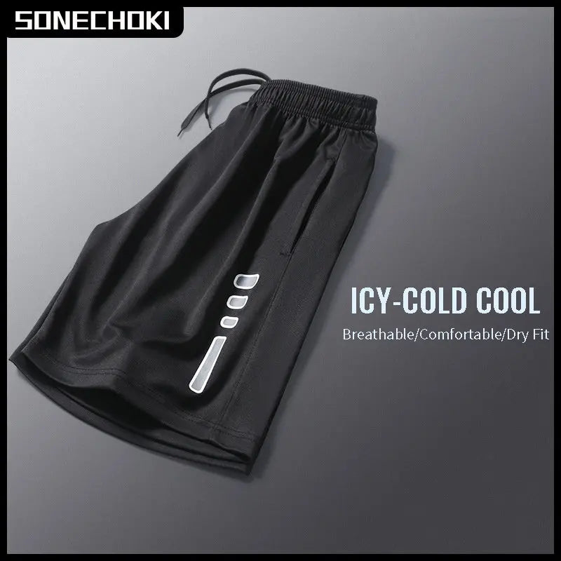 SONECHOKI Running Shorts Men Striped Printing Loose Basketball Sport