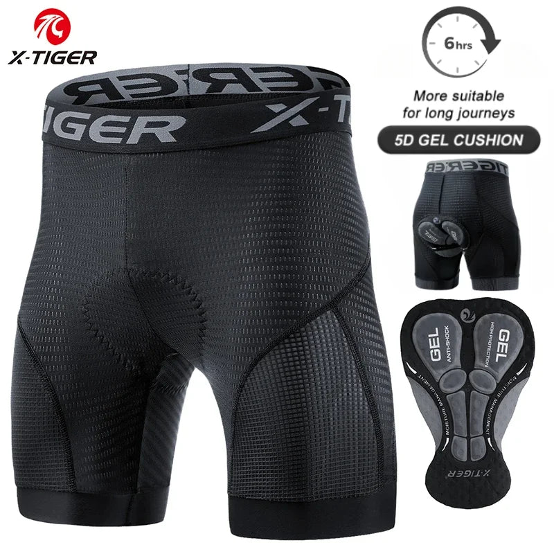 X-TIGER Cycling Underwear 5D Gel Pad Breathable Non-Slip Men Bike