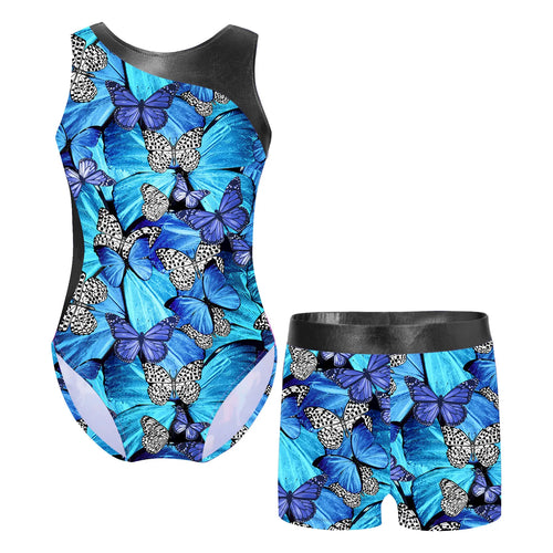 Kids Girls Gymnastics Sport Dance Leotard Set Jumpsuit Fancy Print