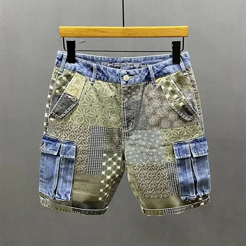 Summer New Cargo Denim Shorts Men&