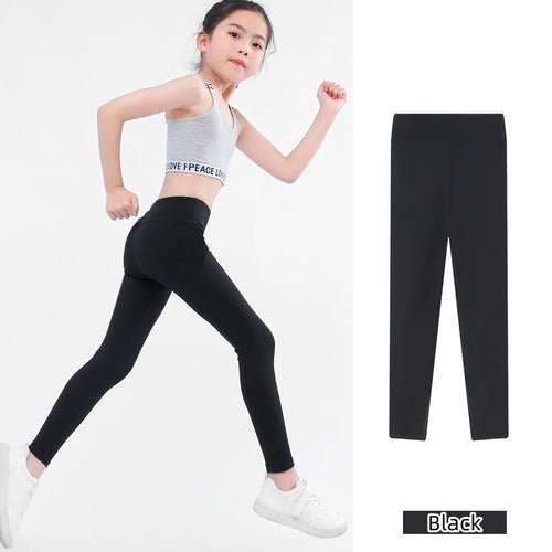 Spring Autumn Girl Pants Black Cotton Spandex Bobbi Running Yoga Pants