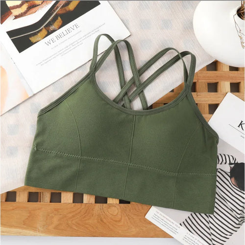 Sexy Women Tops Back Cross Strap Tank Top Running Sports Bra