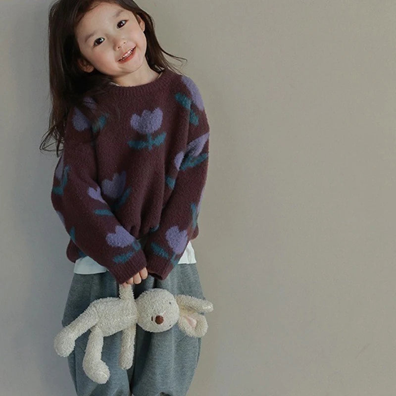 Girls pullover sweater 2024 new knitwear girls fashion children&