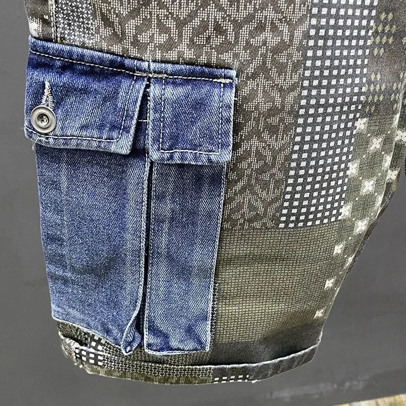 Summer New Cargo Denim Shorts Men&