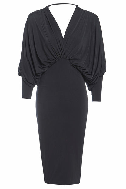 Black Batwing Sleeve Dress