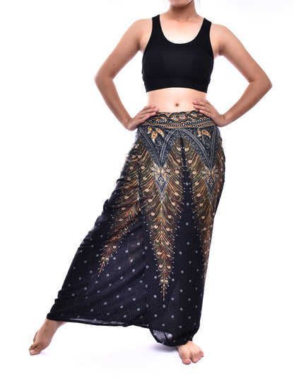 Bohotusk Black Gold Peacock Print Sarong Super Soft 150cm x 110cm