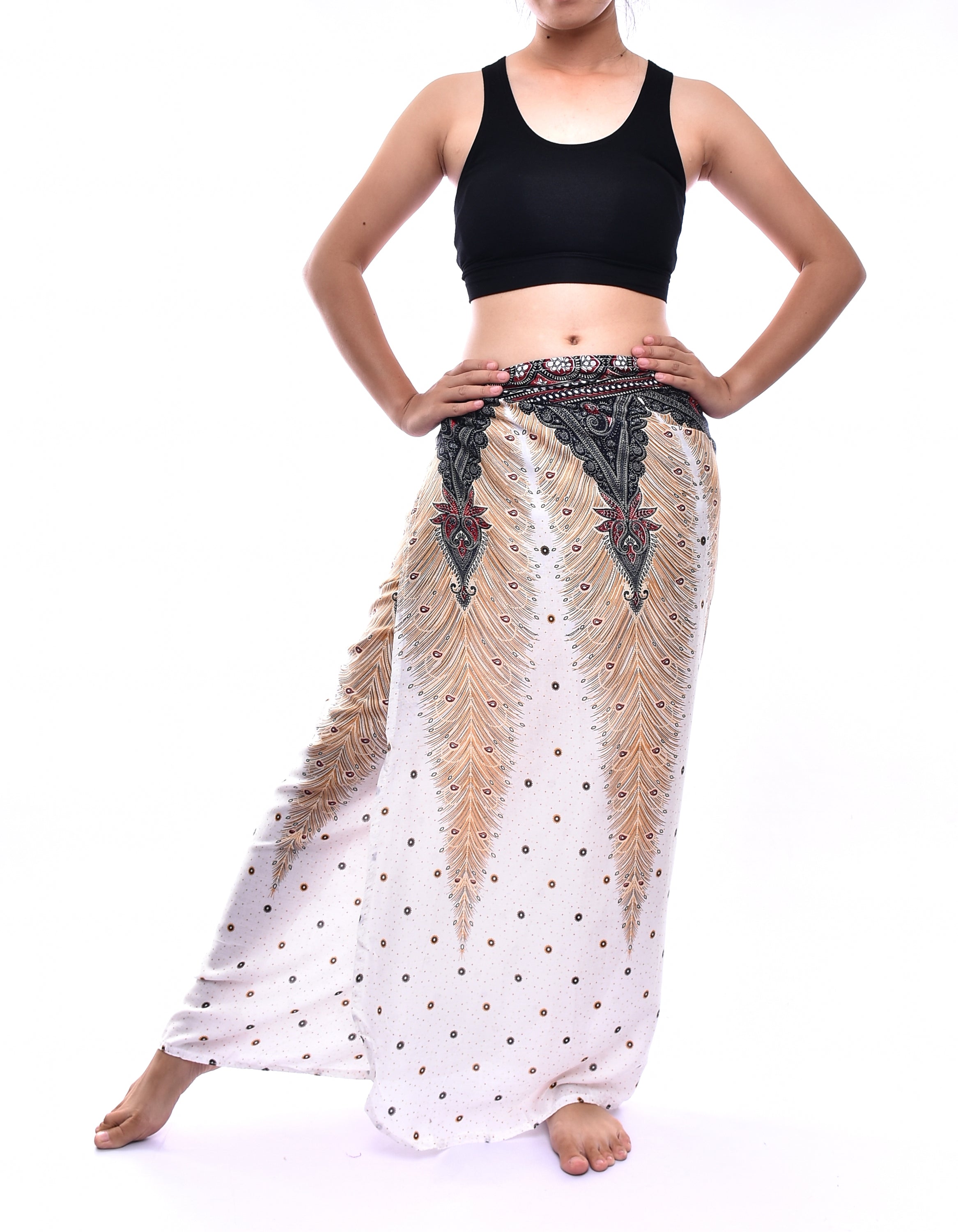 Bohotusk White Peacock Print Sarong Super Soft 150cm x 110cm