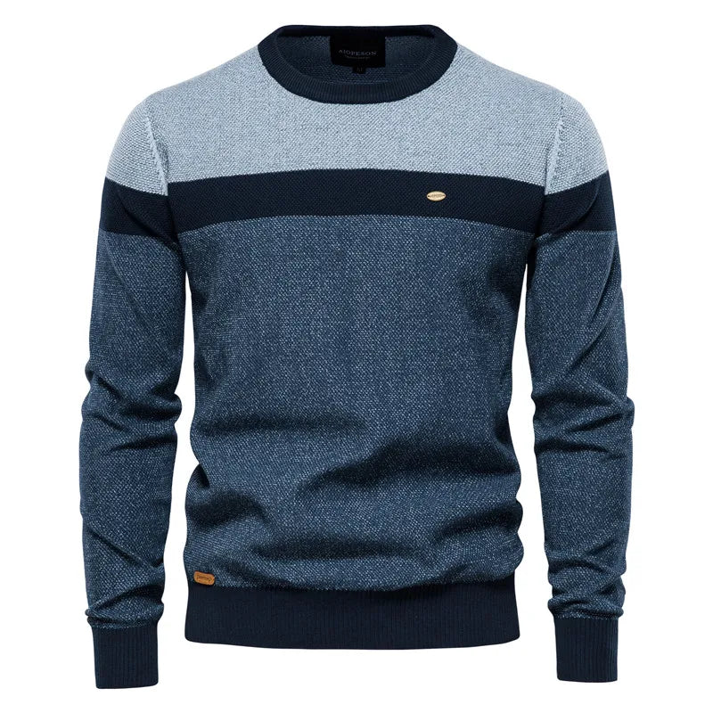 AIOPESON Spliced Cotton Sweater Men Casual O-neck High Quality