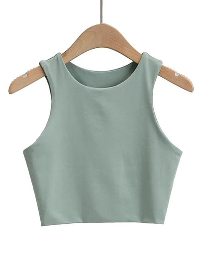 Summer Fashion Women Sexy Slim Tops O-neck Sleeveless Double Nylon