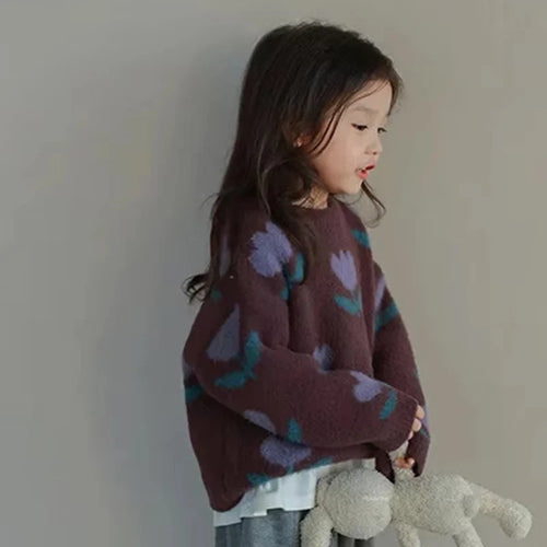 Girls pullover sweater 2024 new knitwear girls fashion children&