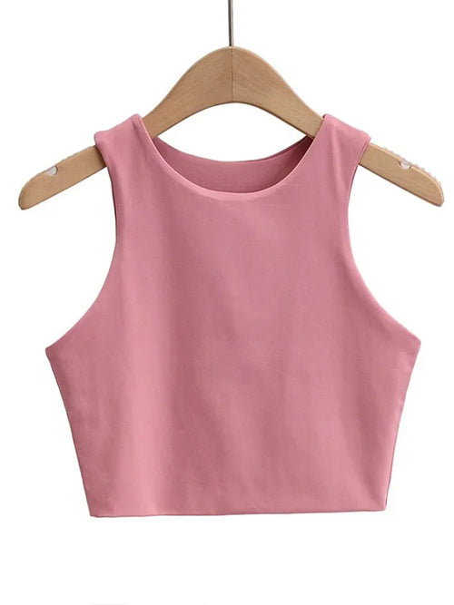 Summer Fashion Women Sexy Slim Tops O-neck Sleeveless Double Nylon