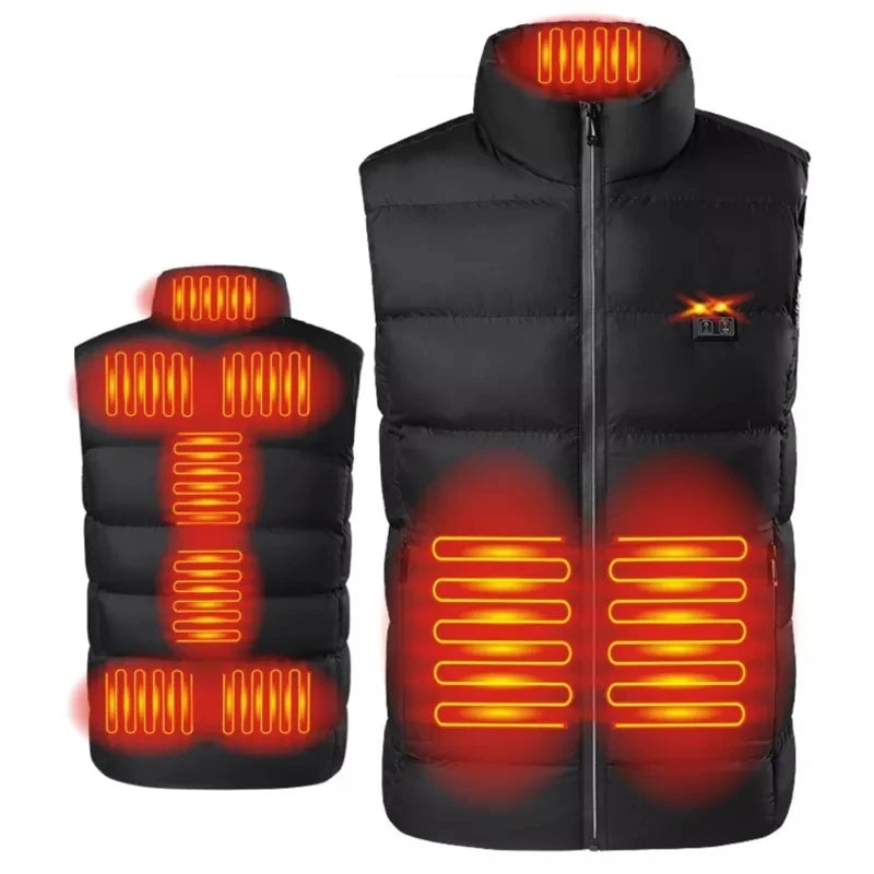 9 Areas Heated Vest Jacket USB Men Winter Electrically Heated Thermal