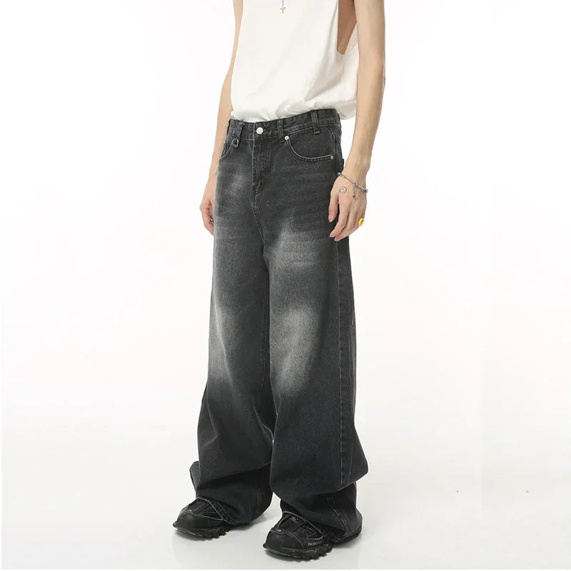 Streetwear Vintage Y2k Men’s Jeans Black Baggy Trousers New Wide Leg