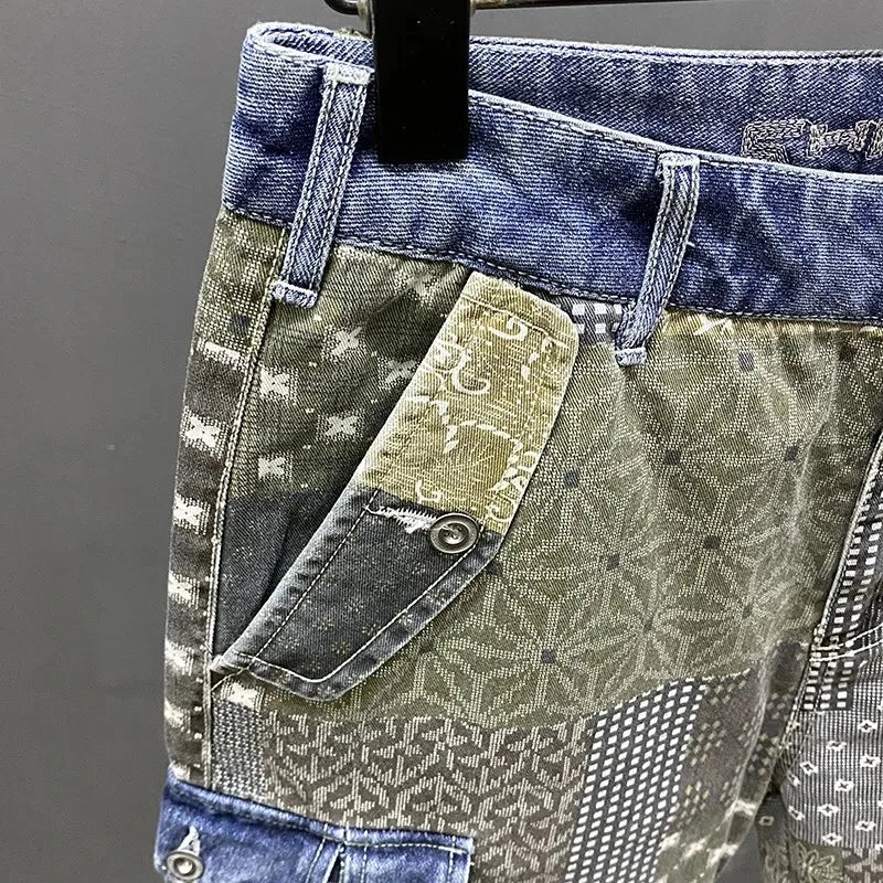 Summer New Cargo Denim Shorts Men&