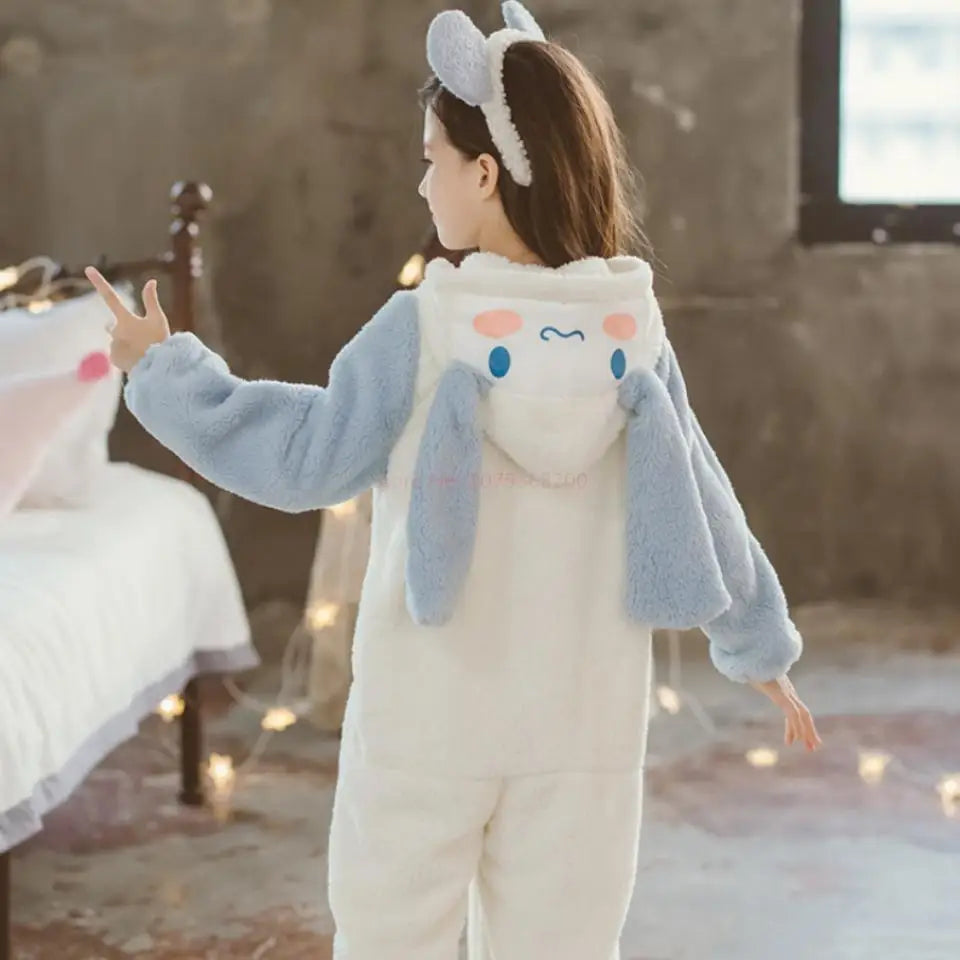 Sanrioed Plush Anime Cinnamoroll Winter Flannel Kids Rompers Girl Boy