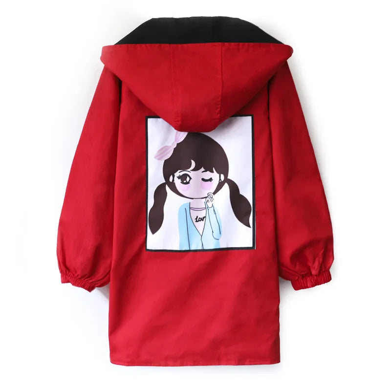 Two Sides Wear Jackets for Girl Hooded Thin Autumn Jacket Children