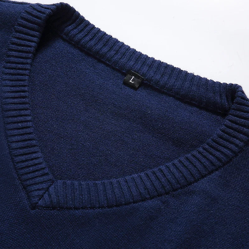 Sweater Men 2024 Autumn Casual Pullovers Men V-Neck Solid Cotton